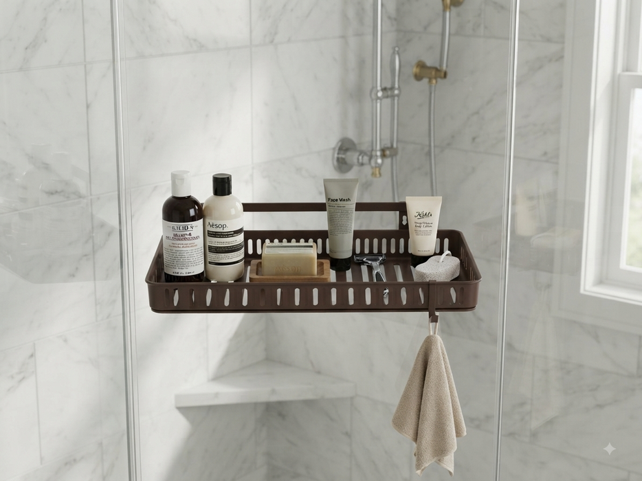 Bathroom Iron Storage Rack with Hooks