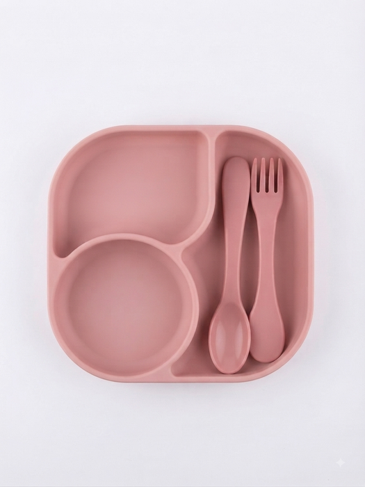 Kids Divided Plate with Spoon and Fork