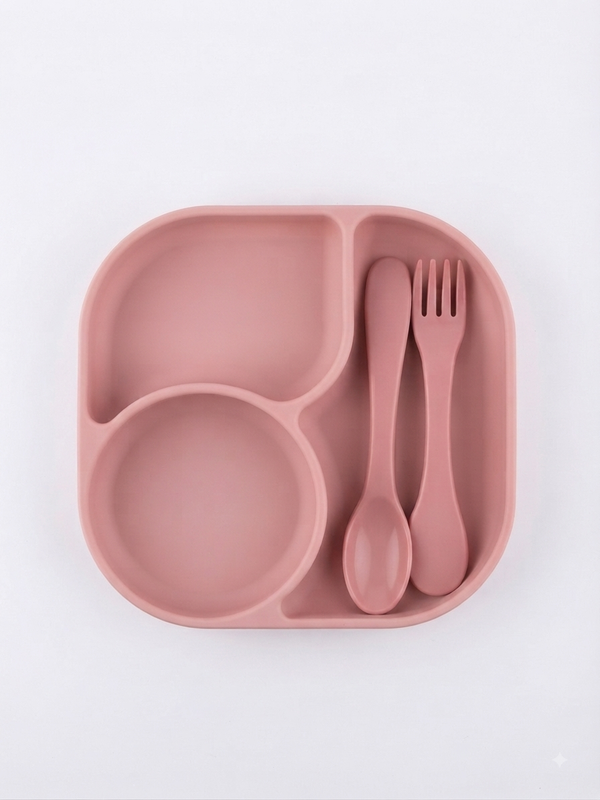 Kids Divided Plate with Spoon and Fork