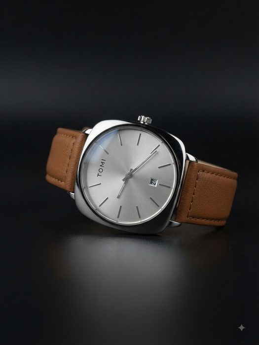 TOMI Rose-Gold & Brown Leather Men’s Watch