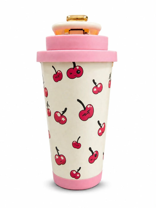 Cute Cherry Print Travel Tumbler