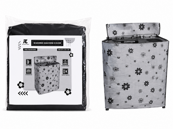 Semi Automatic Washing Machine Cover – Waterproof & Dustproof Twin Tub Washer Cover | Floral Print | Durable Protective Cover