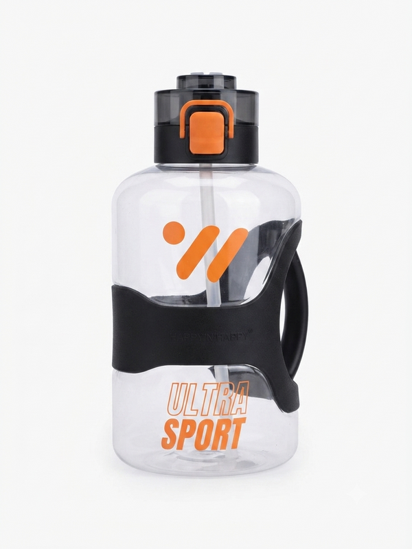 Ultra Sport 2000ml Fitness Water Bottle with Time Marker & Straw