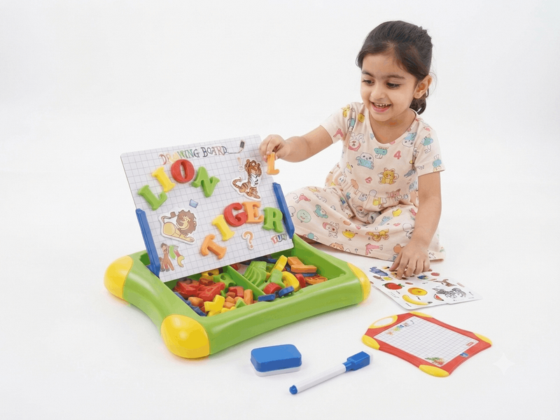 Magnetic Letter & Number Learning Case with Drawing Board