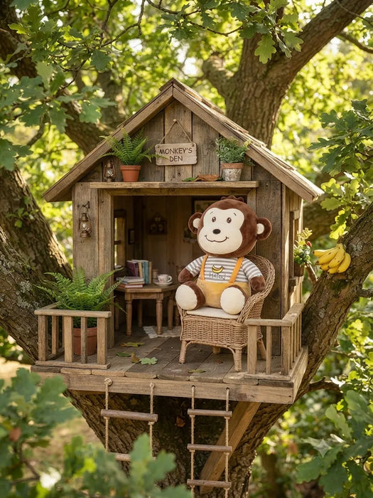 Adorable Plush Monkey Toy with Stripe Romper