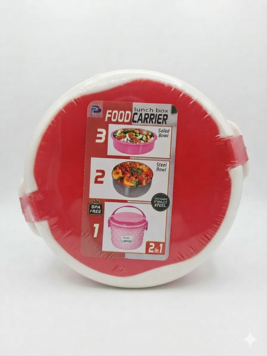 Red Food Carrier Container with Secure Lid & Handles
