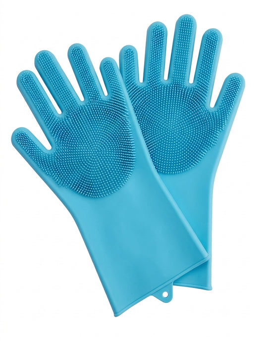 Silicone Washing Gloves – Reusable Magic Dishwashing Gloves with Built-in Scrubber | Heat Resistant Kitchen & Cleaning Gloves