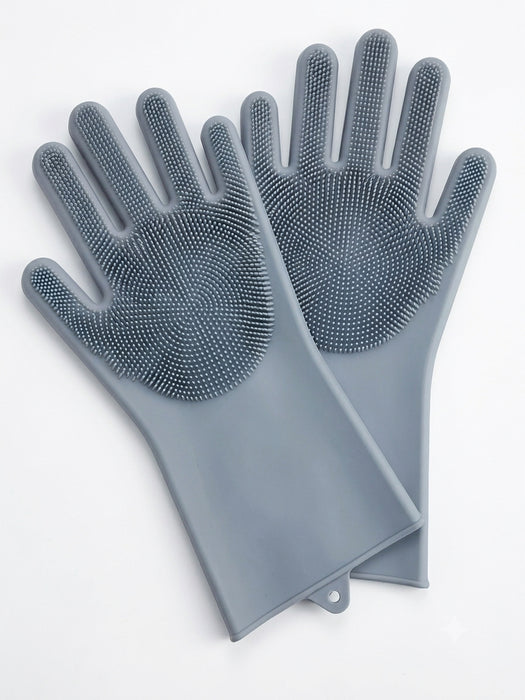 Silicone Washing Gloves – Reusable Magic Dishwashing Gloves with Built-in Scrubber | Heat Resistant Kitchen & Cleaning Gloves