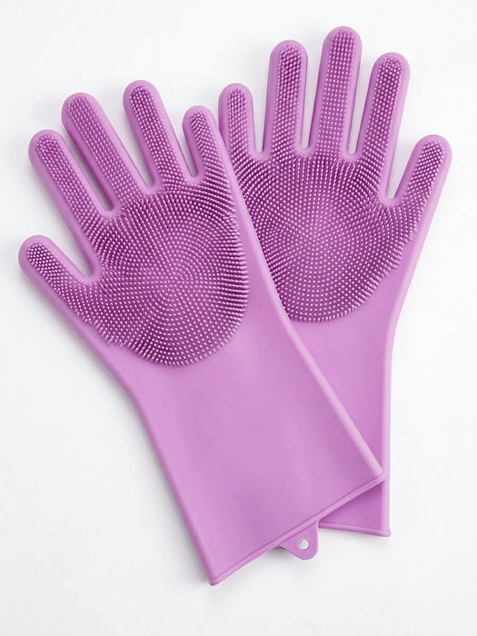 Silicone Washing Gloves – Reusable Magic Dishwashing Gloves with Built-in Scrubber | Heat Resistant Kitchen & Cleaning Gloves