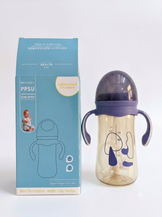 PPSU Baby Feeding Bottle with Handles & Straw