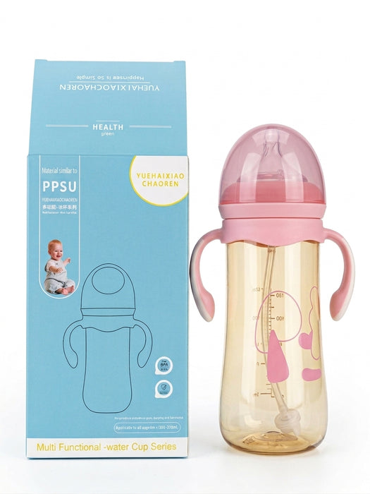 PPSU Baby Feeding Bottle with Handles & Straw