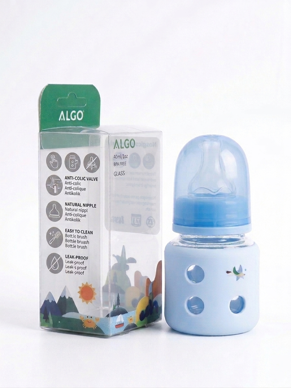 ALGO 40ml Mini Glass Baby Bottle with Silicone Sleeve