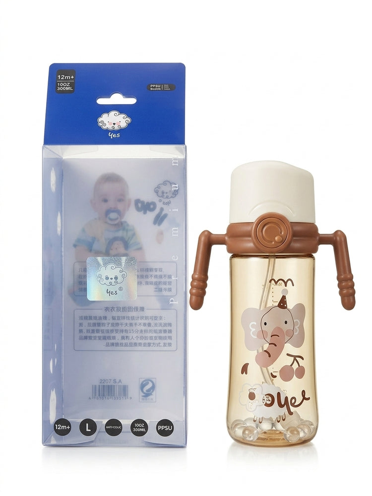 300ml PPSU Baby Feeding Bottle with Straw & Handles