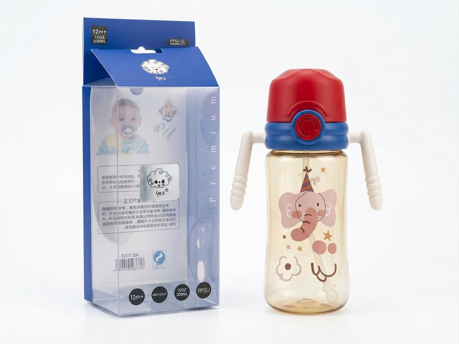 300ml PPSU Baby Feeding Bottle with Straw & Handles