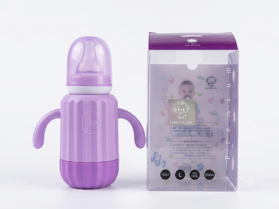 Glass Baby Feeding Bottle with Easy-Grip Handles | 120ml