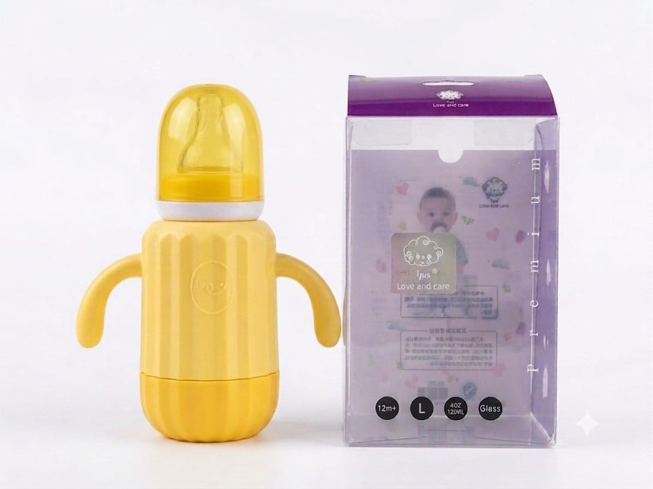 Glass Baby Feeding Bottle with Easy-Grip Handles | 120ml