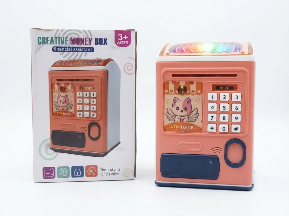 Creative Electronic ATM Piggy Bank with Cat Character Graphic and Keypad