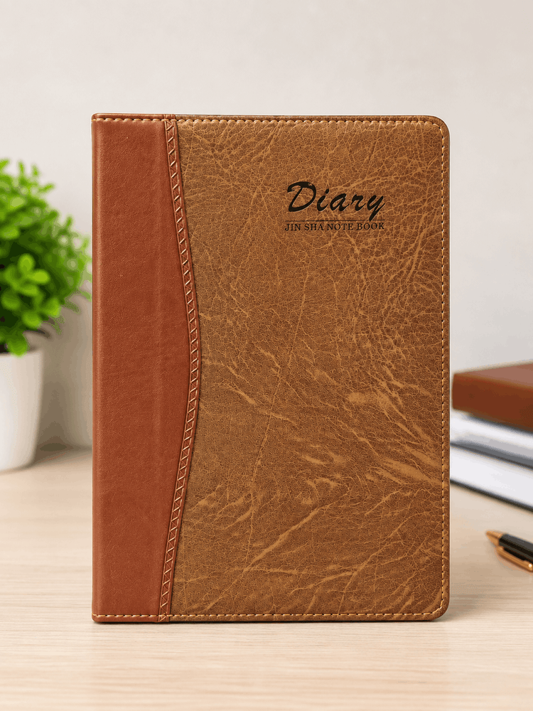 Premium A5 Leather Notebook with Red & Black Textured Cover – Elegant Journal for Writing, Office, Study & Daily Notes