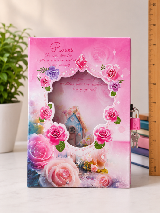 Premium Floral Roses Diary with Lock & Key