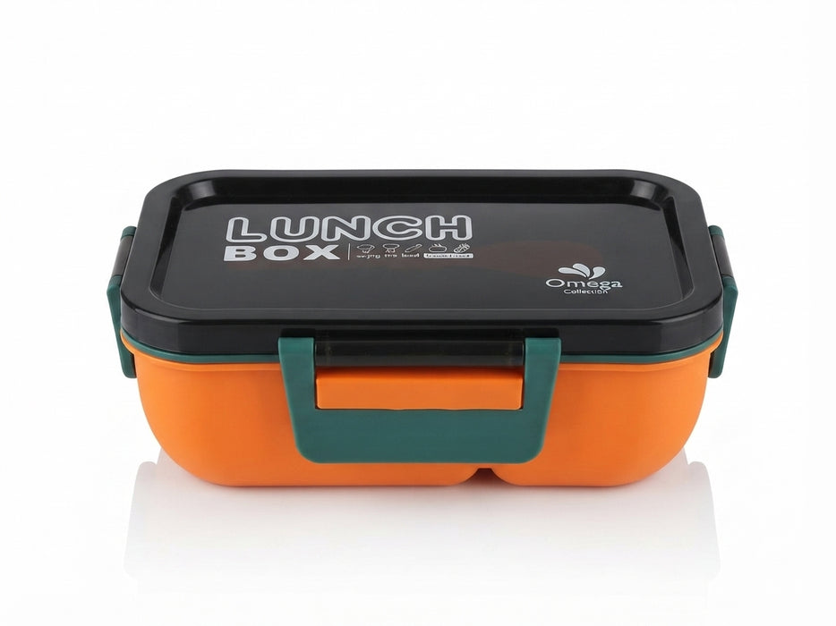 omega Collection Airtight Orange & Teal Bento Lunch Box with Secure Lid Locks