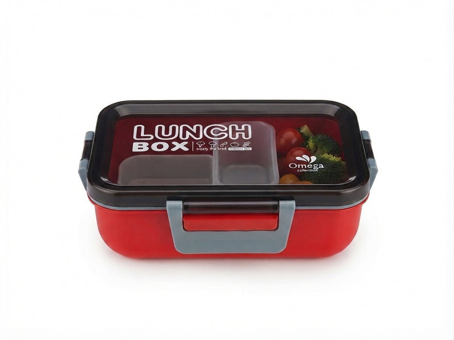 omega Collection Airtight Orange & Teal Bento Lunch Box with Secure Lid Locks