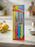 Color-Coded Kitchen Knife Set on Wooden Board - Vibrant and Durable