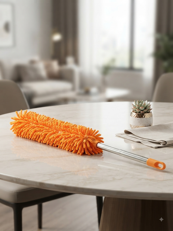 Premium Orange Microfiber Flexible Duster with Extendable Handle