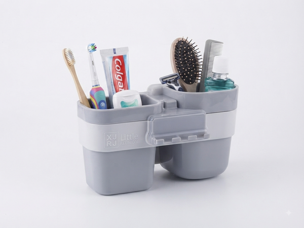 XJ RJ Little Re-unite Wall-Mounted Bathroom Organizer - Grey & White