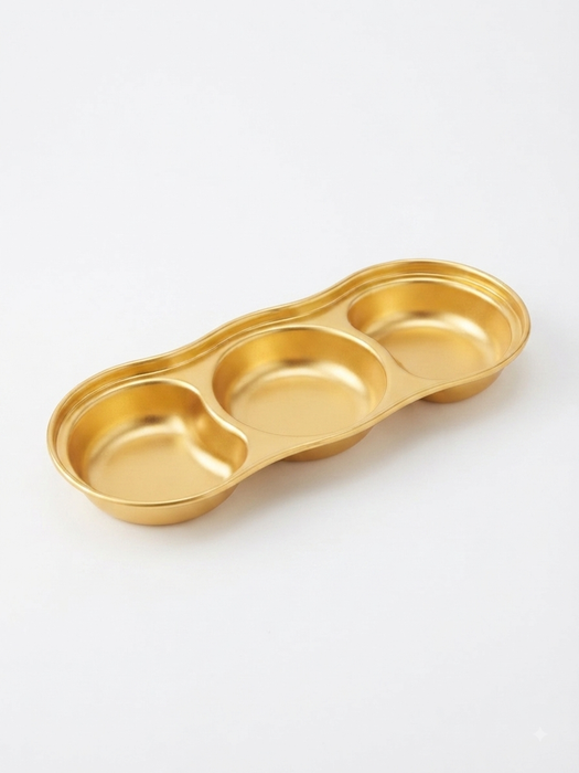 Premium Gold Stainless Steel 3-Compartment Sauce Dish & Seasoning Tray
