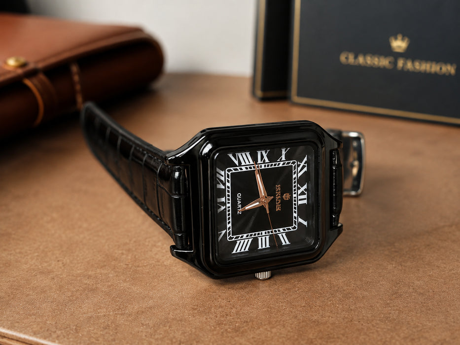 Luxury Square Dial Men’s Watch – Premium Leather Strap