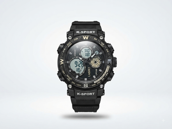 K-Sport Dual-Tone Digital Sports Watch – Black & Army Green